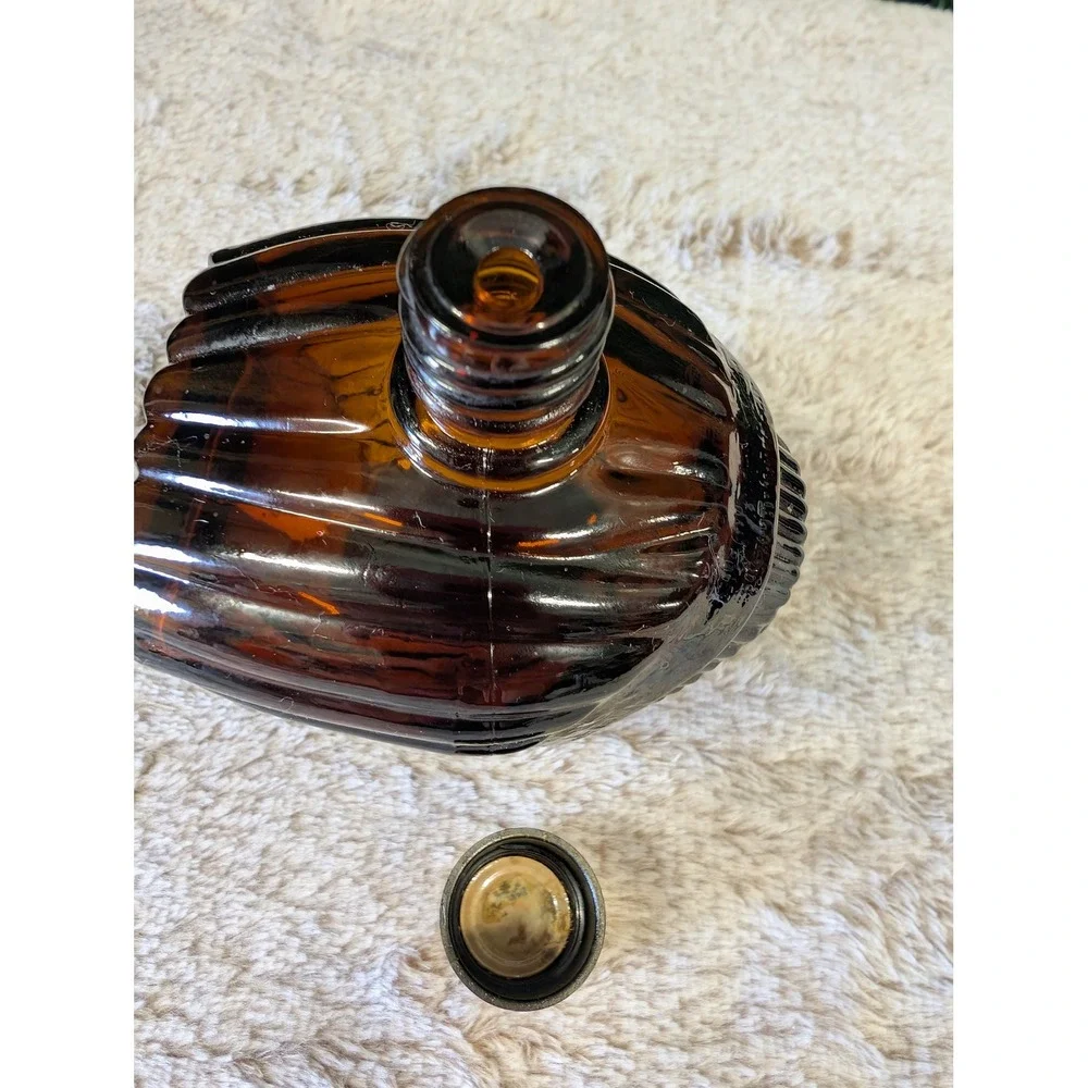 Vintage Avon Spicy After Shave Indian Head Amber Glass Decanter 4oz Empty Bottle